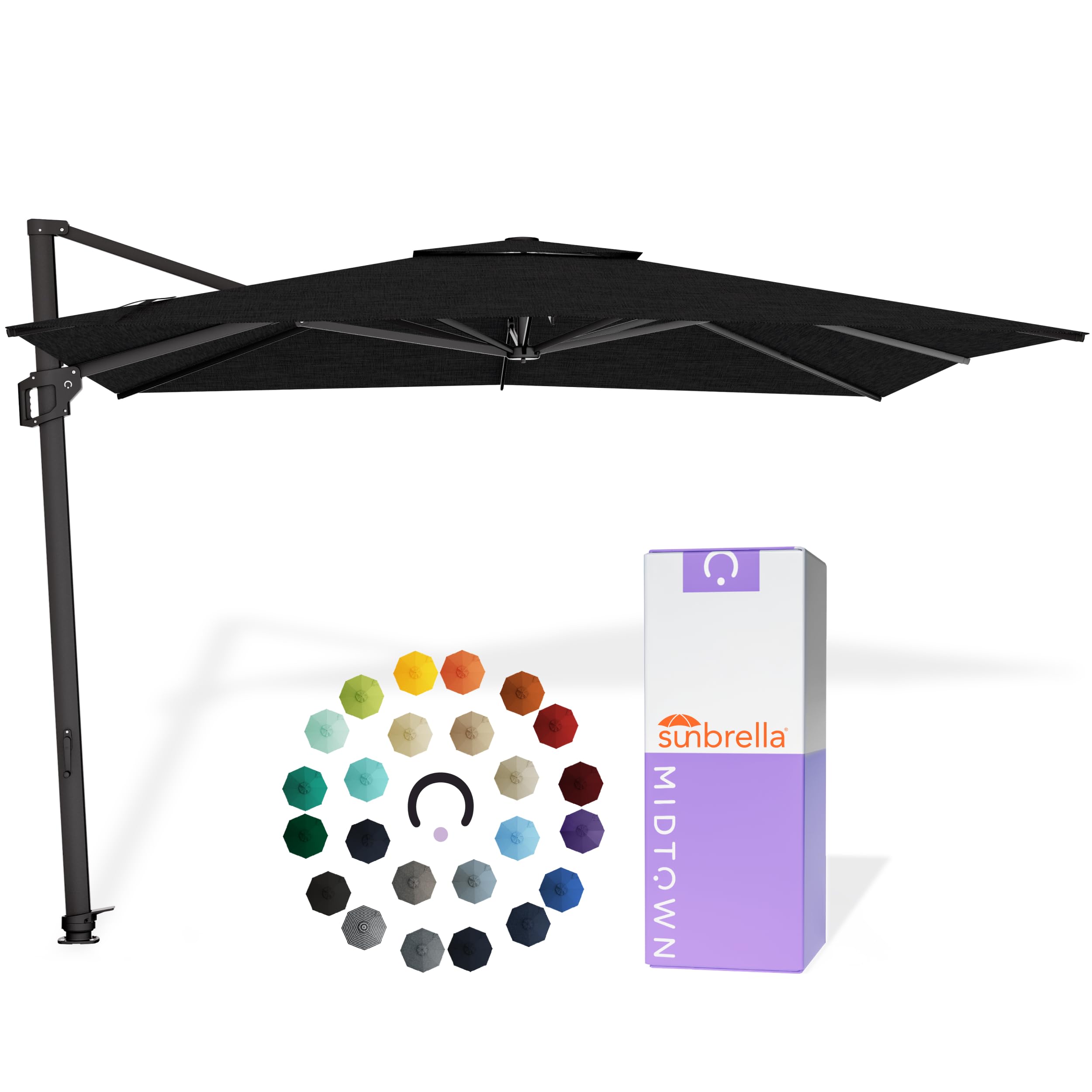 Midtown Umbrellas Grande Square - 9 x 9 Ft Cantilever Umbrella