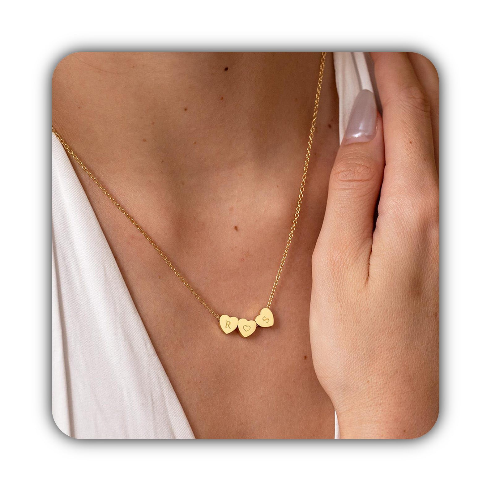 Piccolo cuore iniziale lettera collana, su misura multiplo cuore collana con nome, personalizzato famiglia per lei, Natale per mamma