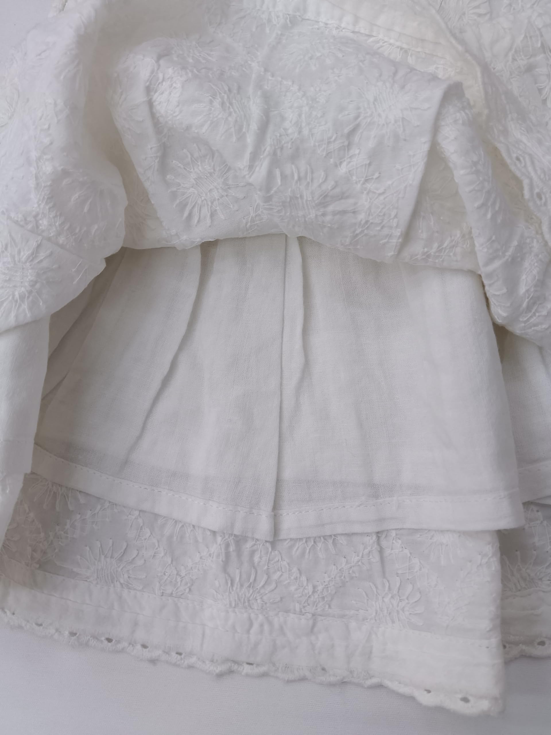 CREATIVE KIDS Baby Girl Cotton Schiffli Knee Length Skirt (Off White, 6Y) - Image 4 thumbnail