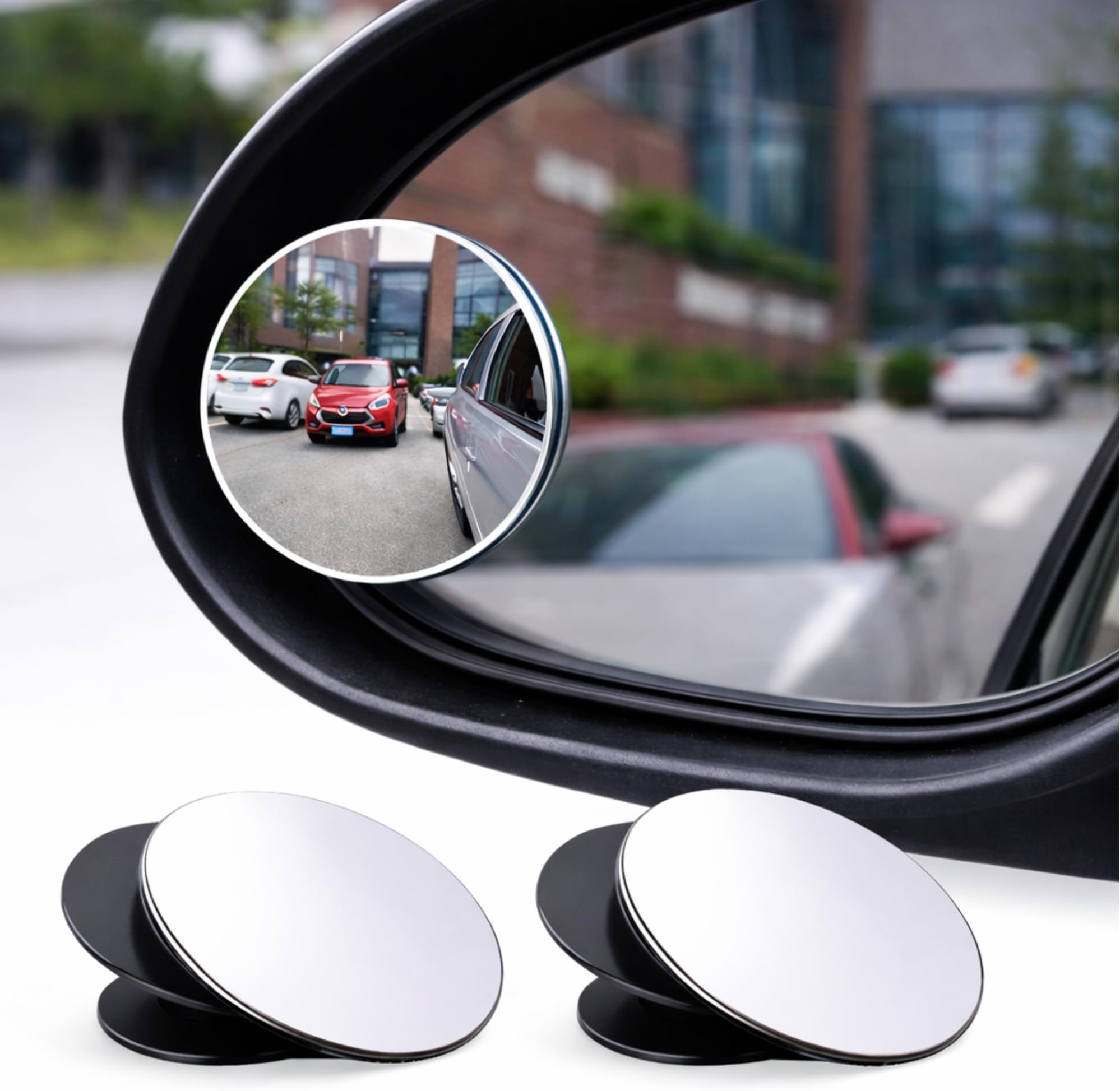 Blind Spot Mirror for Car & Bike 360° HD Convex Wide Angle | Adjustable Rear View Safety Mirror with 3M Adhesive Waterproof Anti-Fog | Universal Fit (Pack of 2, Round)