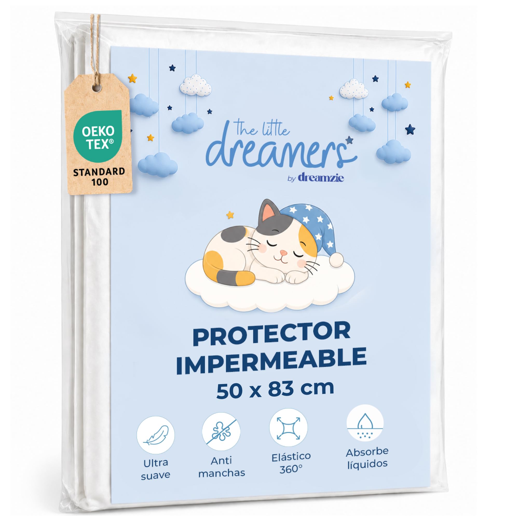 Protector Colchon Bebe 50x83 Impermeable Y Transpirable, Cubre Colchon Cuna Colecho Facil De Colocar, Funda Colchon Lavable En Maquina, Certificado Oeko-Tex, para Colchon hasta 12 cm