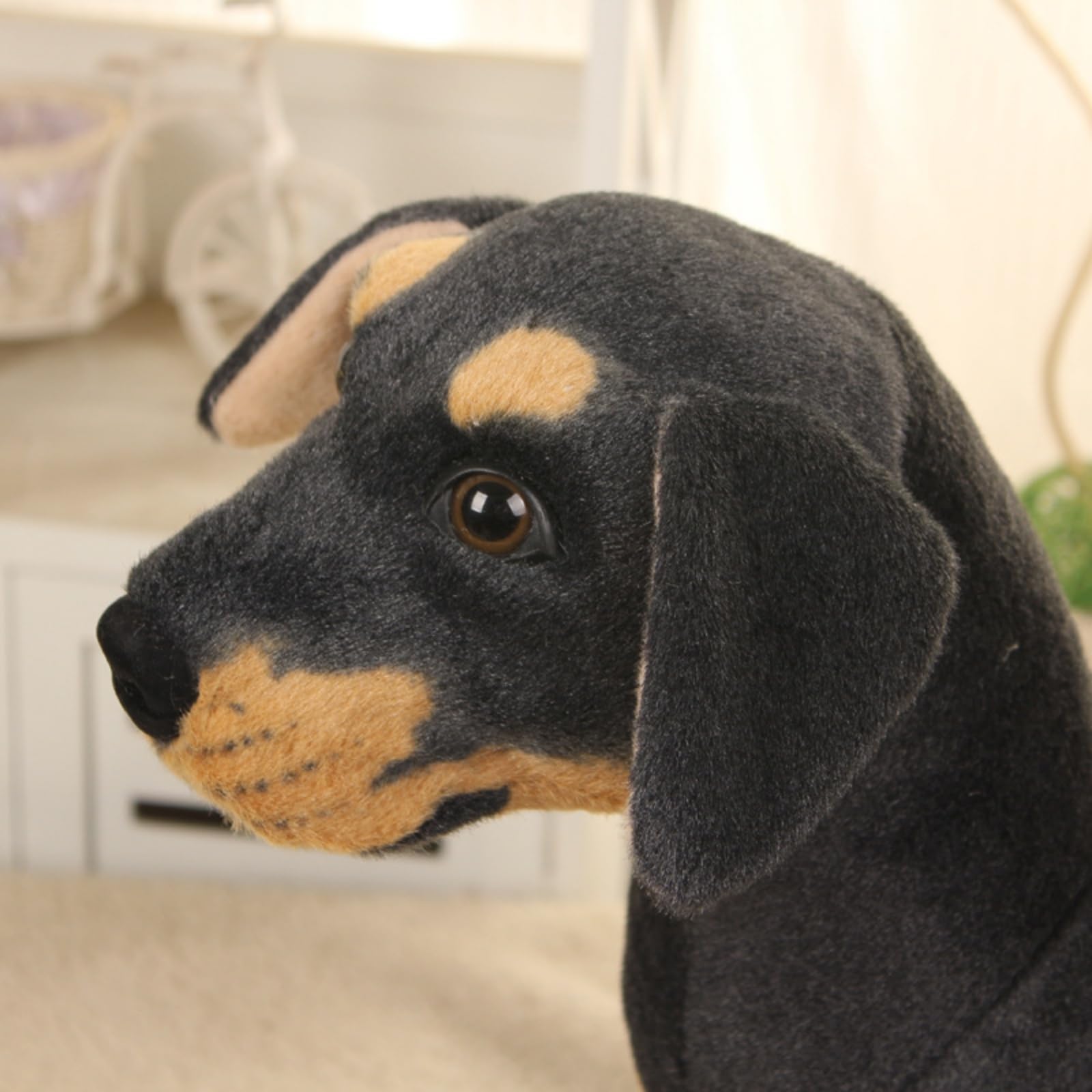 champracer Perro de peluche de peluche de Rottweiler, cachorro de peluche realista de peluche para perros negros, juguetes de peluche, regalos para niños y niñas (60 cm)