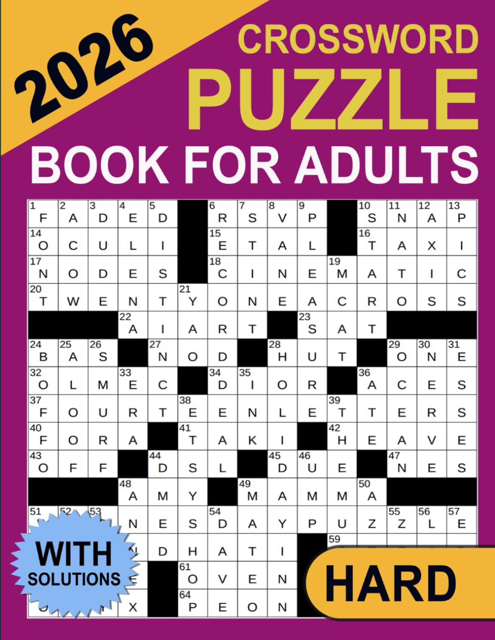 2026 Hard Crossword Puzzle book For Adults: Large Print – Over 75 Unique Crossword Challenges with Solutions