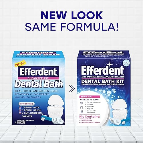 Miniatura 3 de Efferdent Tabletas limpiadoras y retenedoras dentales y baño dental, 4 tabletas (paquete de 2)