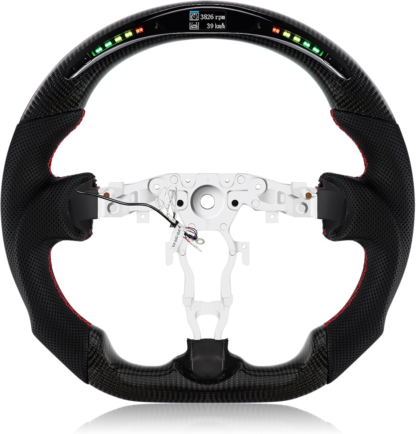Real Carbon Fiber Steering Wheel For Nissan With LED Shift Indicator D-shaped Nappa Perforated Leather Flat-bottom Steering Wheel For Nissan 370z 2008-2019