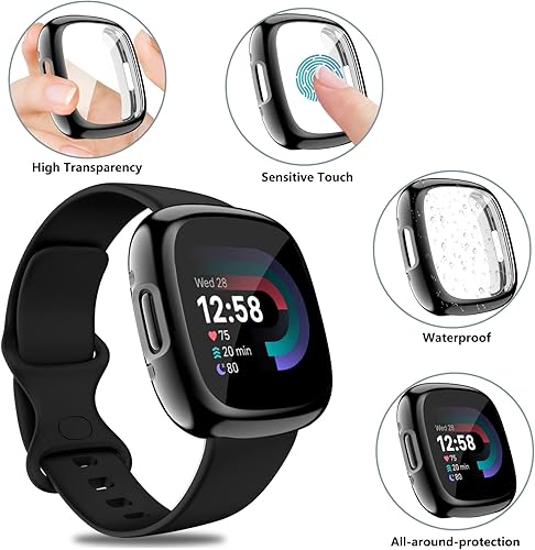 Miniatura 3 de Tobfit Funda protectora de pantalla para Fitbit Sense 2 / Fitbit Versa 4, TPU chapado en suave alrededor de la cubierta protectora sensible al tacto