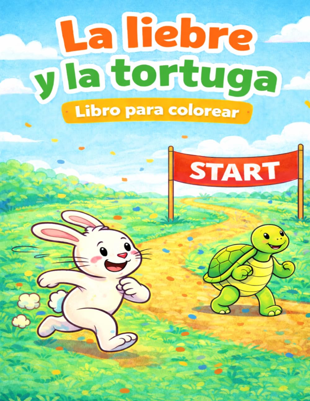 La liebre y la tortuga: Libro para colorear