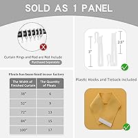 Vista 51 de Cortina plisada de 96 pulgadas de largo, con aislamiento térmico para oscurecer la habitación, cortina plisada con ganchos y alzapaños para sala