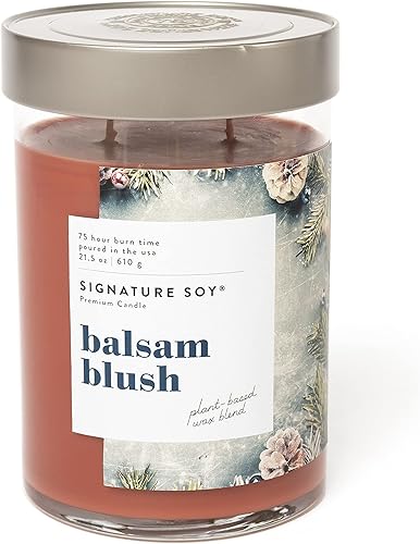 Signature Soy Vela perfumada con tapa Balsam Blush, tarro extra grande