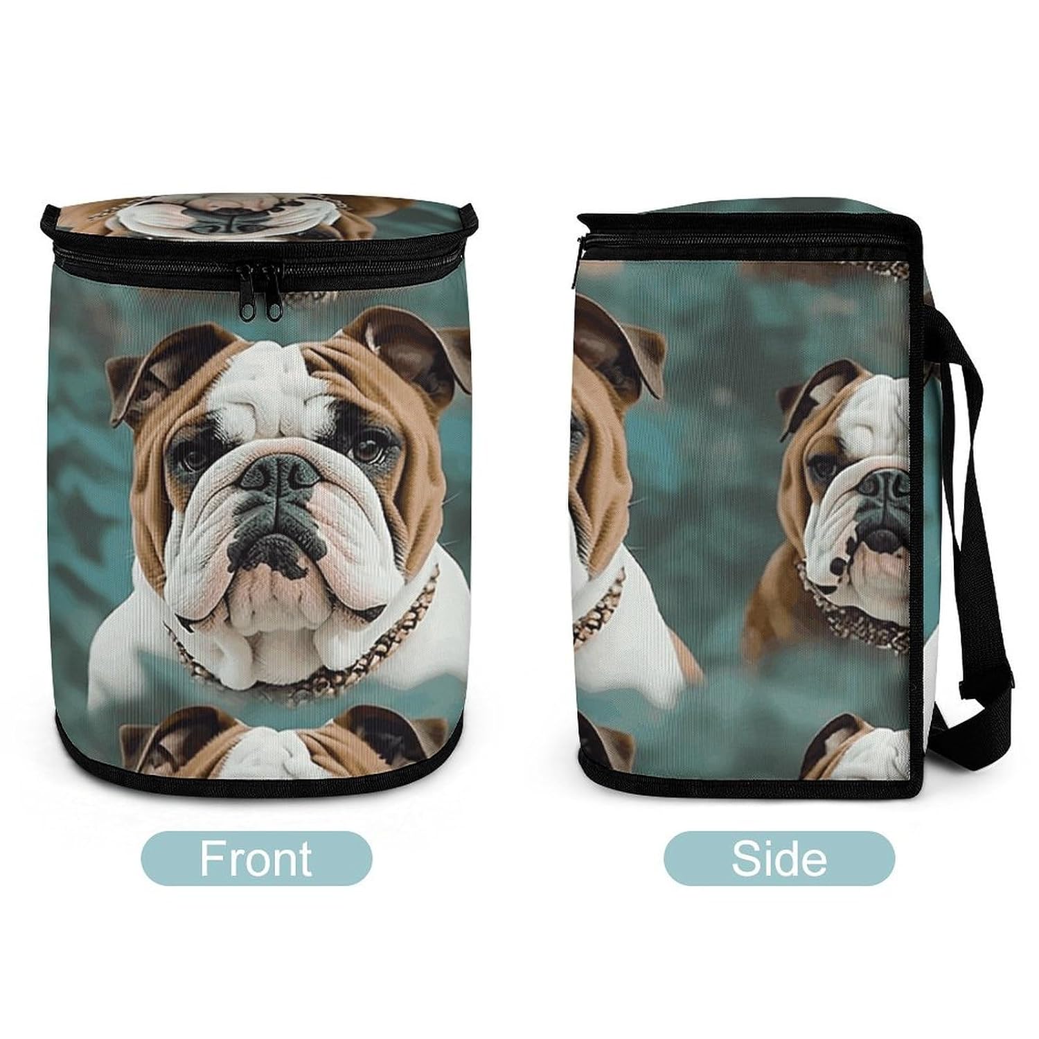 Funny English Bulldog Car Trash Can with Lid, Leakproof Hanging Automotive Trash Bin, Waterproof Garbage Storage Bag for Vehicles, RV, Bathroom, Office image 4