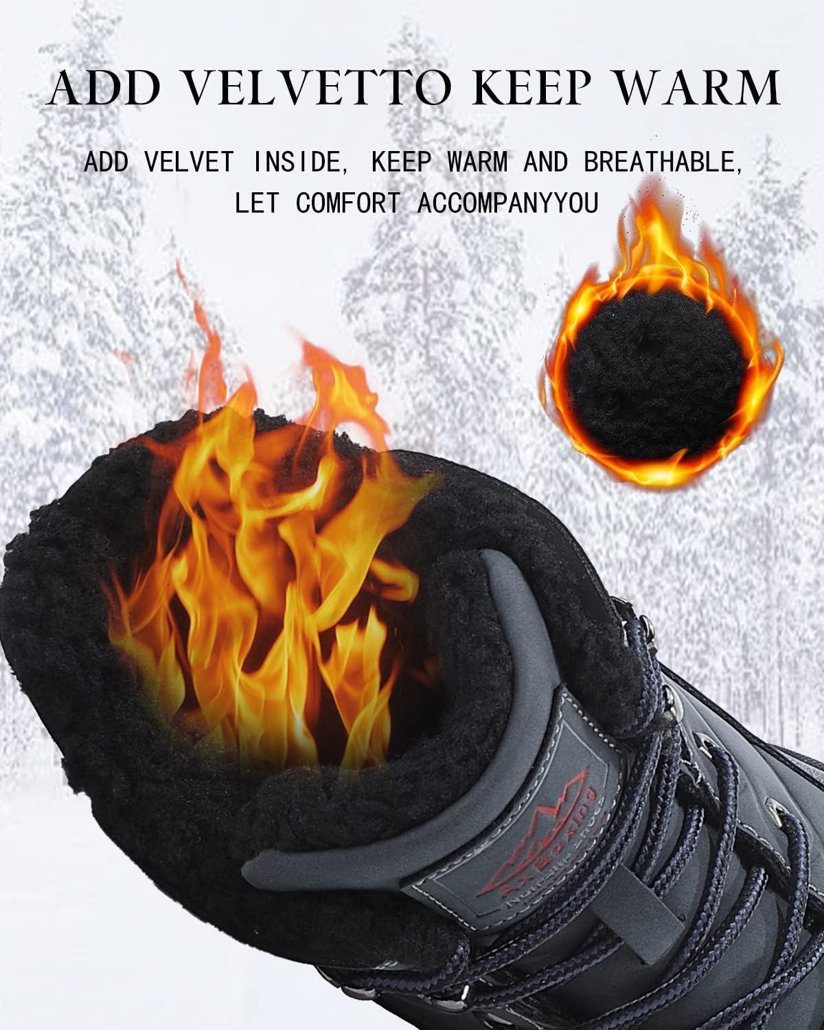 ARRIGO BELLO Stivali da Neve Uomo Scarpe Invernali Foderate di Pelliccia Calda Caviglia Stivali Piatti Sport Escursionismo Boots Taglia 41-46