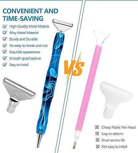 Miniatura 5 de YULOFMVE Bolígrafo de pintura de diamante, de resina de agarre cómodo, con 6 puntas de metal de acero inoxidable diferentes, accesorios de pintura