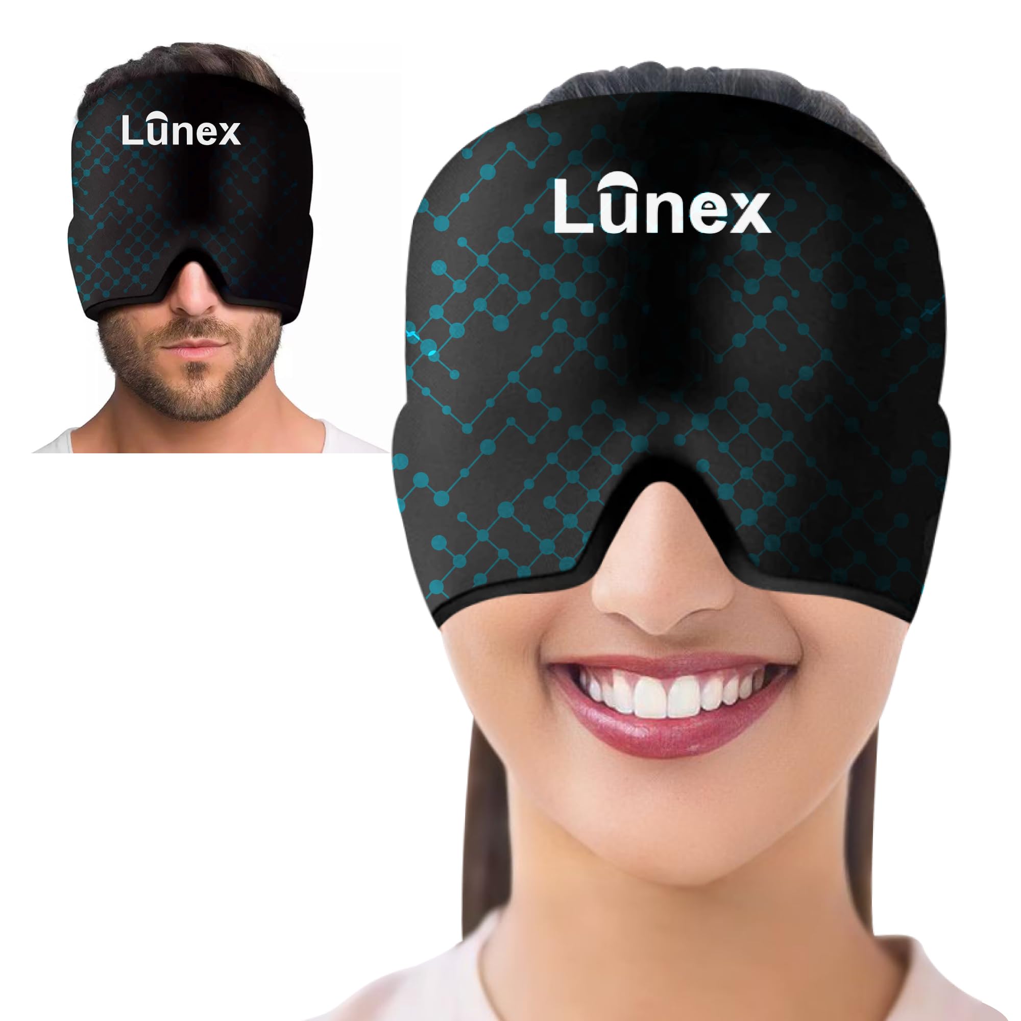 Lunex Black Migraine Cap for Headache Relief | 6 Months Warranty | Premium Migraine Relief Products | Comfortable Migraine Massager for Sinus Relief Products