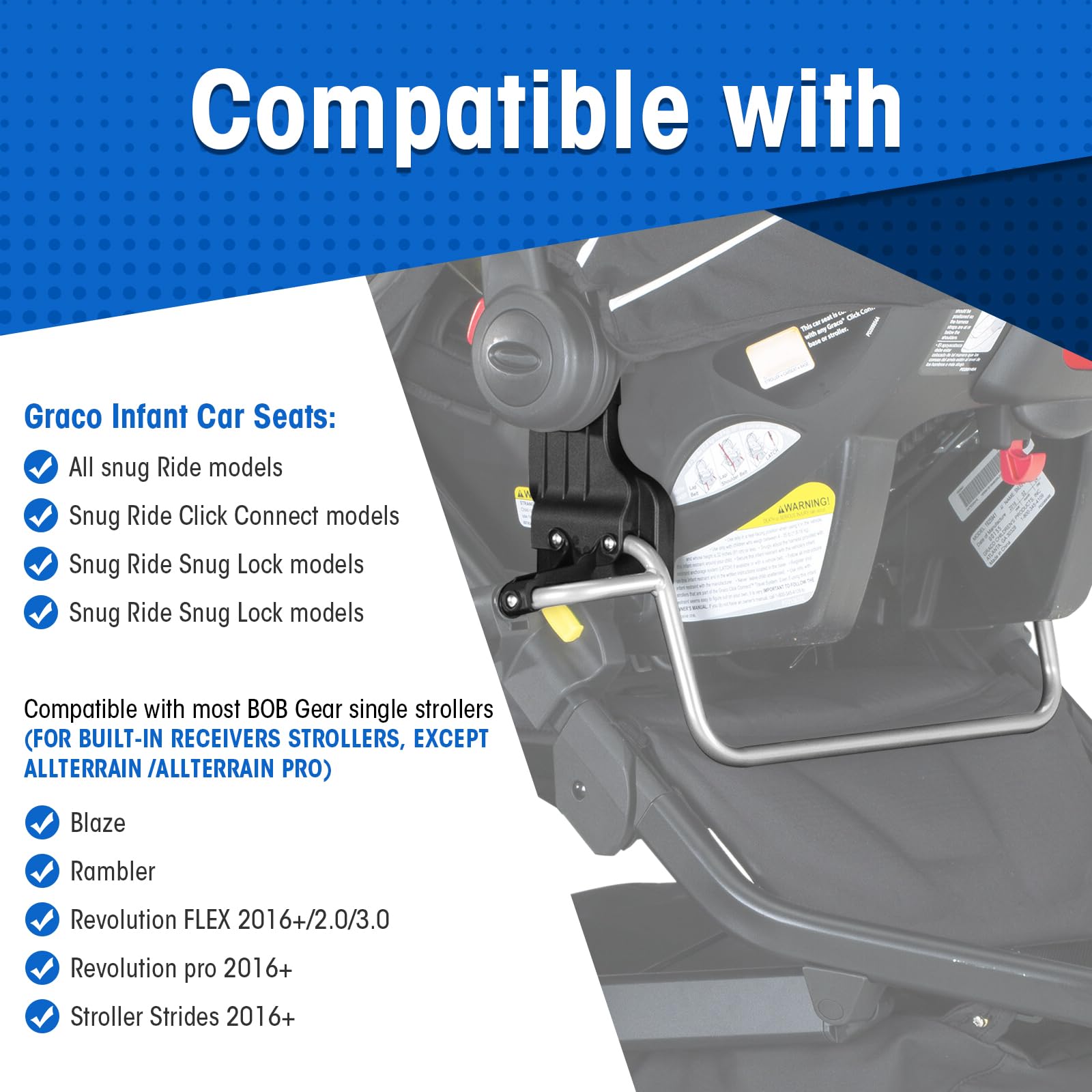 Touri Single Jogging Stroller Adapter for Graco Infant Car Seats