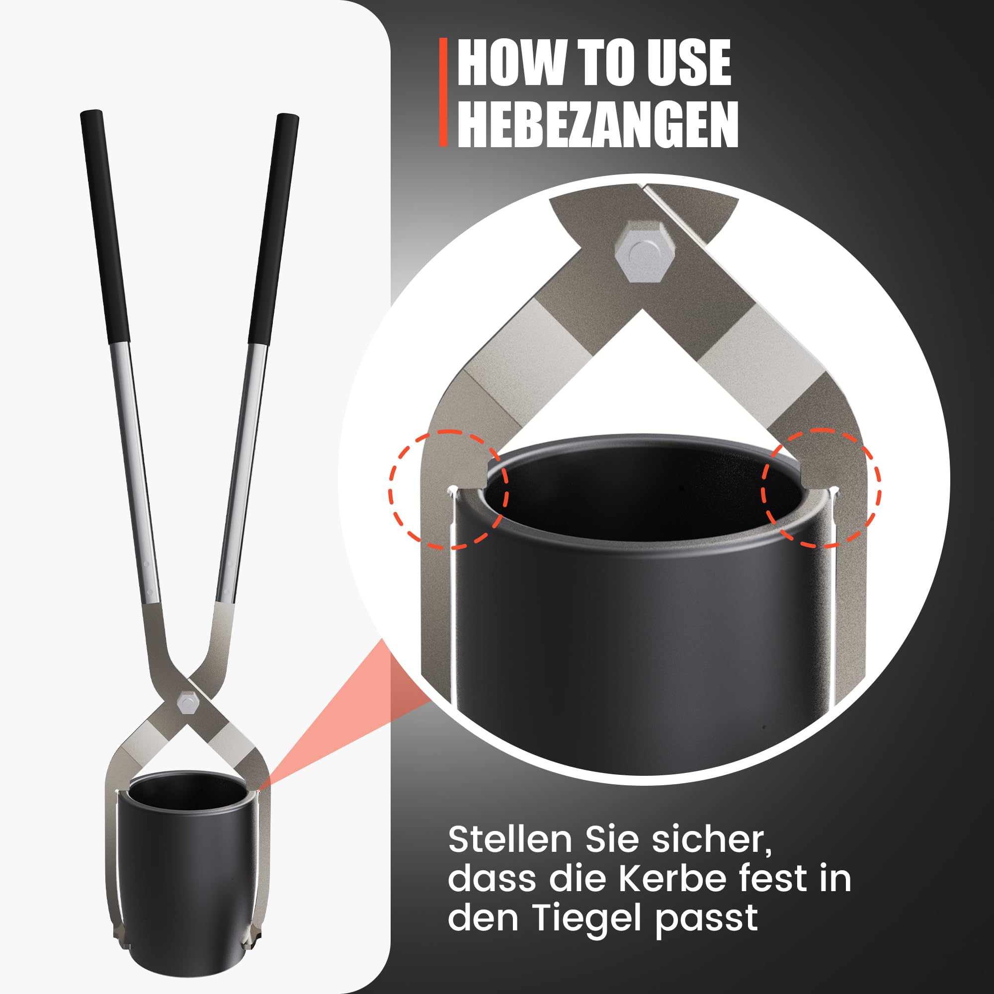 Tiegelzangen Set mit 2 Graphittiegels zum Schmelzen von Metall, Schmelztiegel zum Schmelzen von Metall, Hebe- und Gießzange für Metallgusswerkzeuge (6KG-640ML)