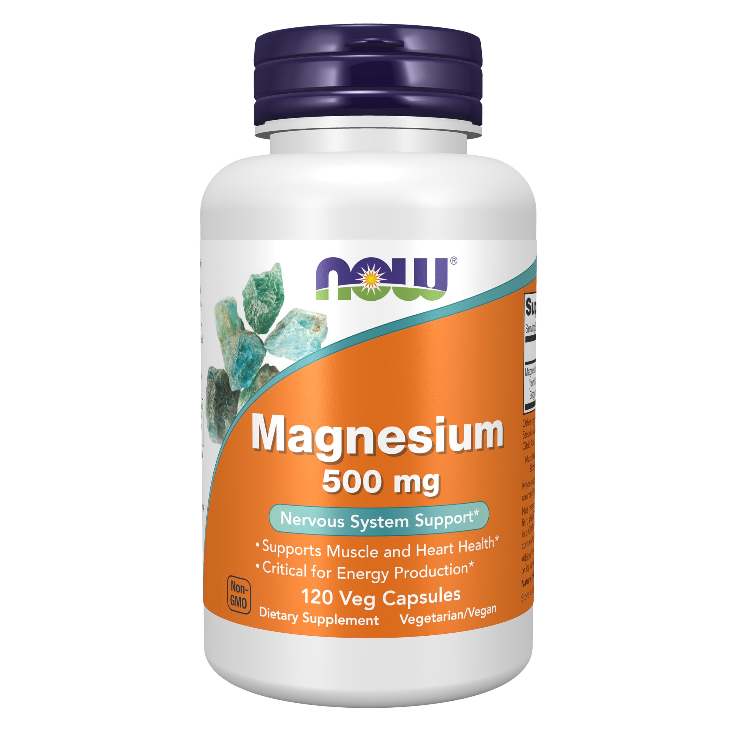 Now Supplements, Magnesium 500 mg, Nervous System Support*, 120 Veg Caps