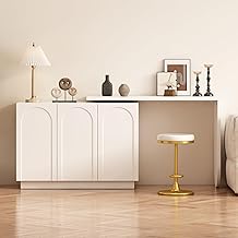 ModernLuxe L-Shaped Corner Desk 110cm Swivel L-Shaped Desk with Storage Space White Flexible Desk for Work or Dressing Table