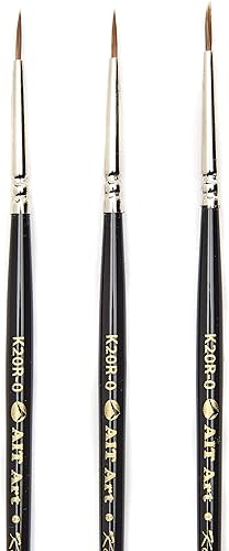 Miniatura 5 de AIT Art - Pinceles de pintura Kolinsky con detalles redondos, tamaño 0, paquete de 3, color rojo puro ruso, hecho a mano en Estados Unidos para