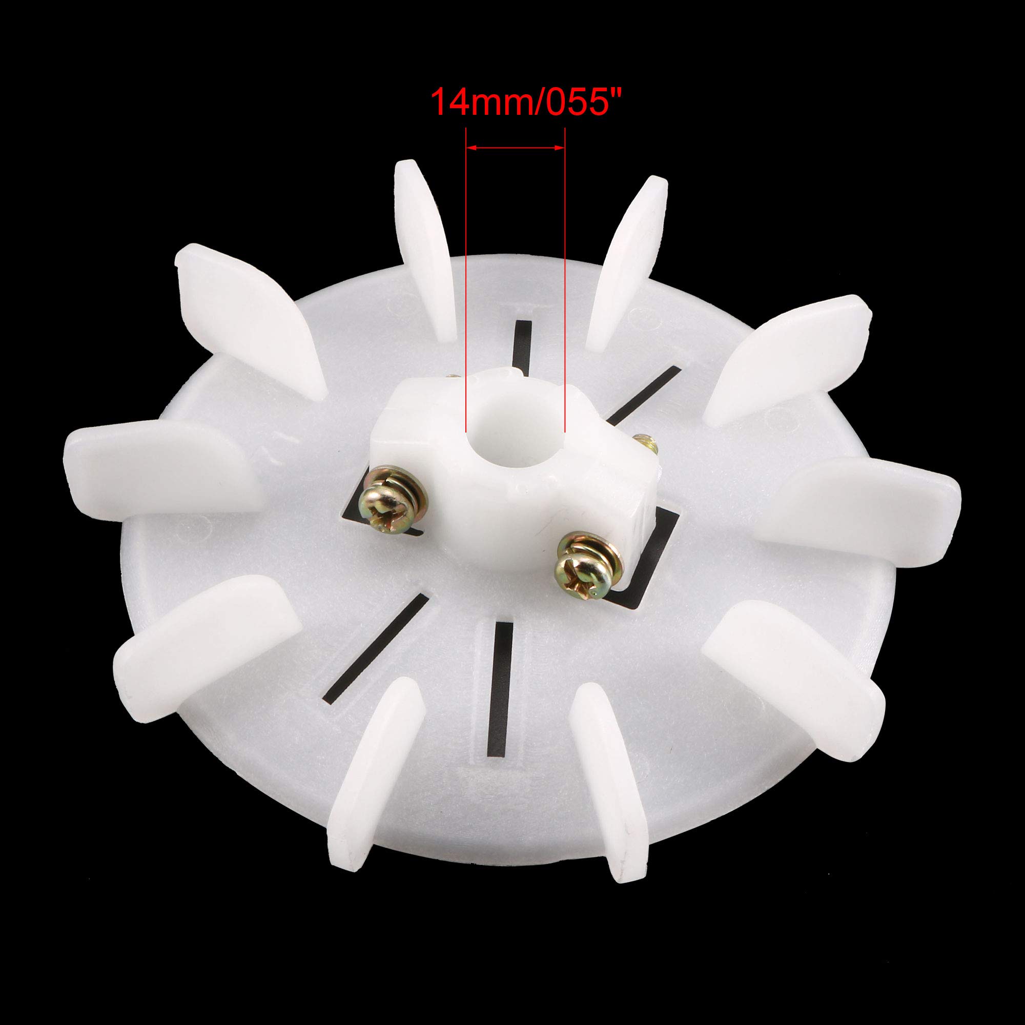sourcing map 1Pcs 129 * 14mm Reemplazo de eje redondo Plástico blanco 10 Impulsor Paleta de ventilador del motor