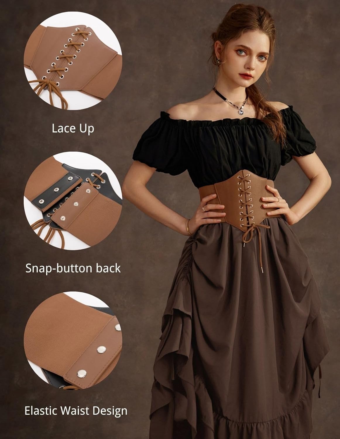 Scarlet Darkness Women Wide Belt Elastic Waist Belt Corset Belts for Dress - Image 2