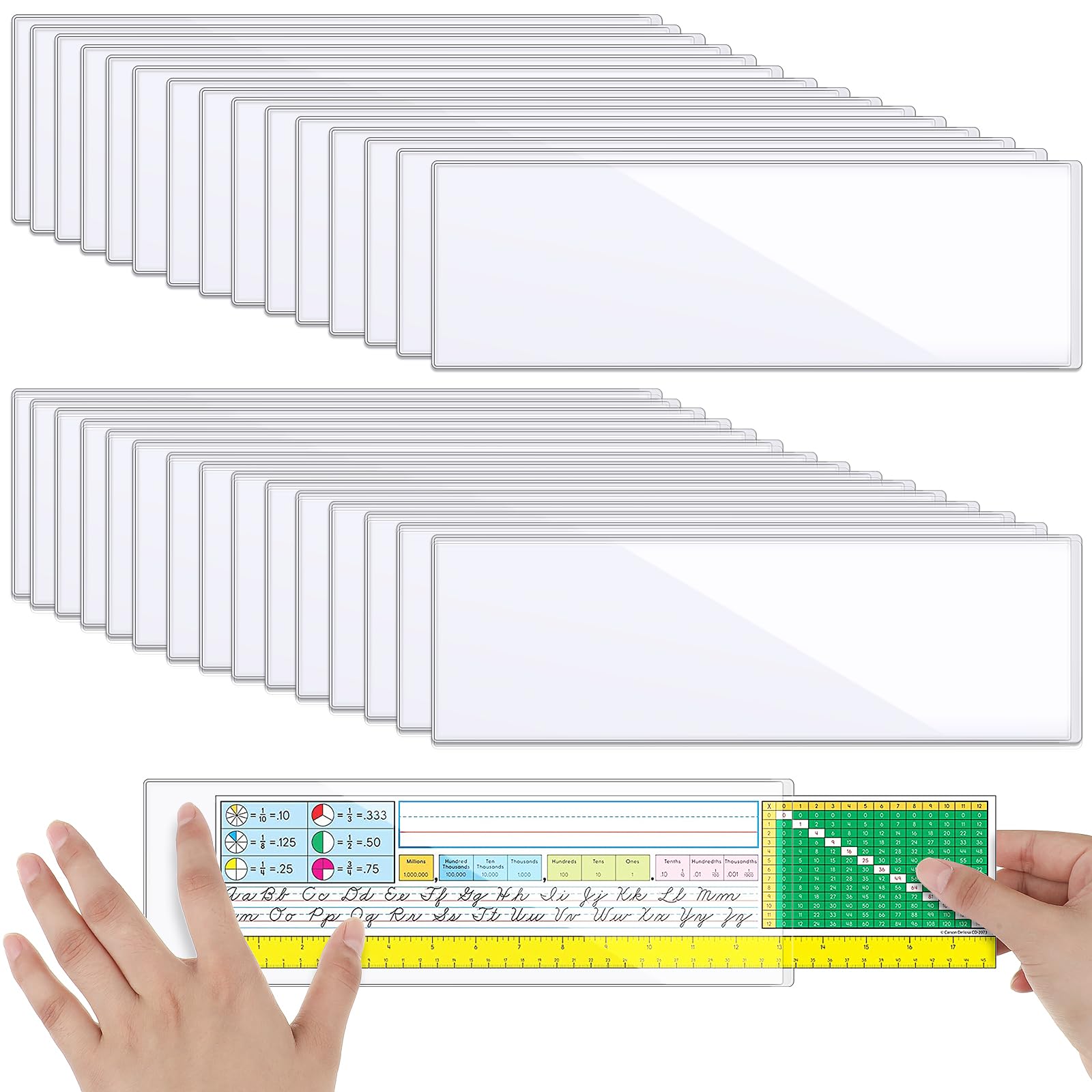 Chinco 30 Pcs Self Adhesive Clear Index Card Pockets,13.5 x 4.73 Inches
