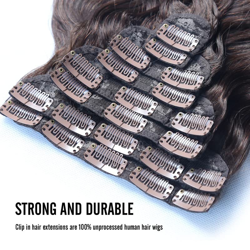 Miniatura 2 de Extensiones de cabello humano con pinzas, 4.23 oz, 8 unidades, ondulado, rizado, grueso, extensiones de cabello humano real natural para mujer (20,