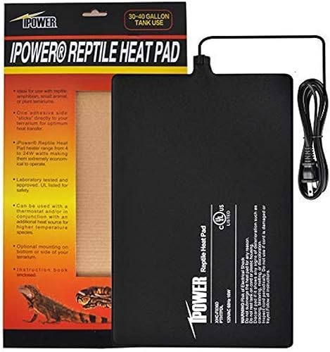 iPower Alfombrilla térmica de reptiles de 8 x 12 pulgadas, calentador debajo del tanque, almohadilla térmica de terrario, ideal para araña,