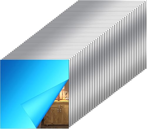 Tuanse 80 hojas de espejo de plástico flexibles, autoadhesivas, rectangulares, 6 x 6 pulgadas, para decoración del hogar