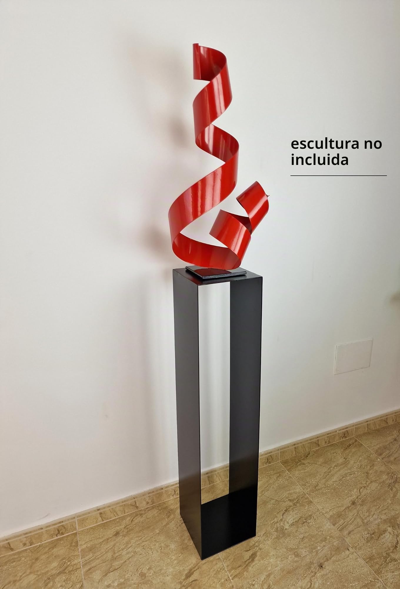 Genérico Pedestal, peana metálica, artesanal 100x23x23 para interior y exterior. Soporte alto, estante. Resistente y estable. Funcional. Color negro