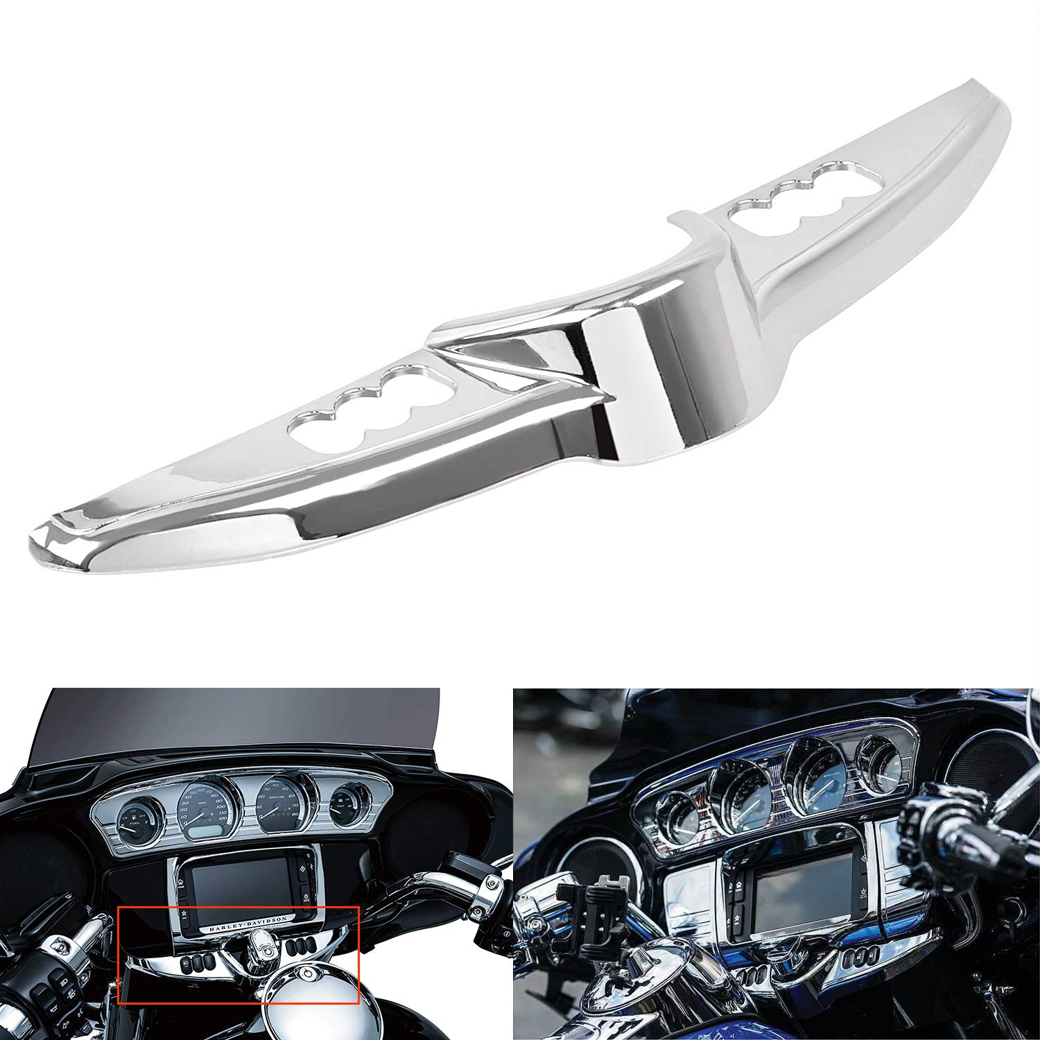 Panneau de commutateur de tableau de bord de moto chromé - Compatible avec Harley Touring Electra Glide Street Glide Tri Glide 2014-2020