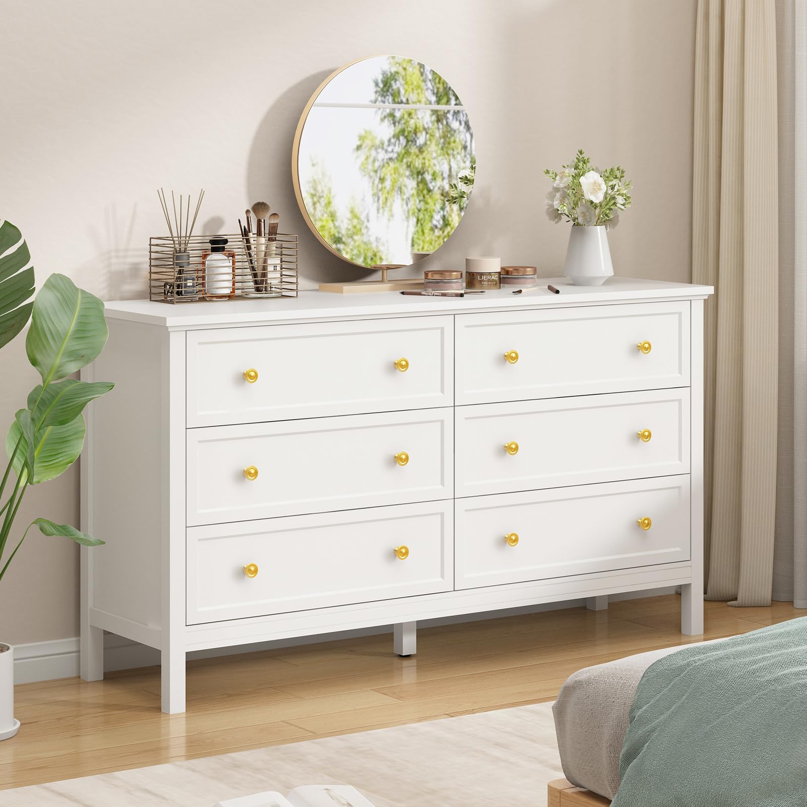 Amazon.com: CARPETNAL White Dresser for Bedroom, 55 Inch 6 Drawer