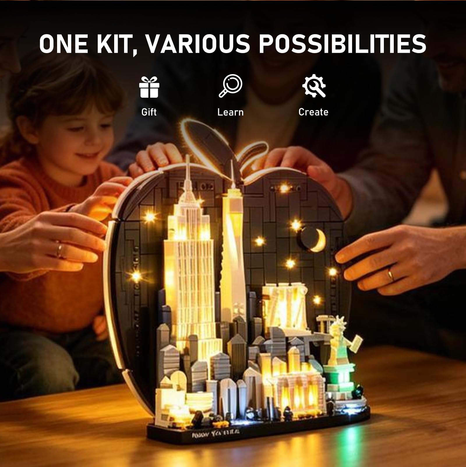 BRIKSMAX Oświetlenie LED do LEGO Architecture New York City – The Big Apple (wersja zdalnego sterowania) 21066, kompatybilny zestaw świateł do klocków – bez zestawu Lego, dekoracyjne światło do