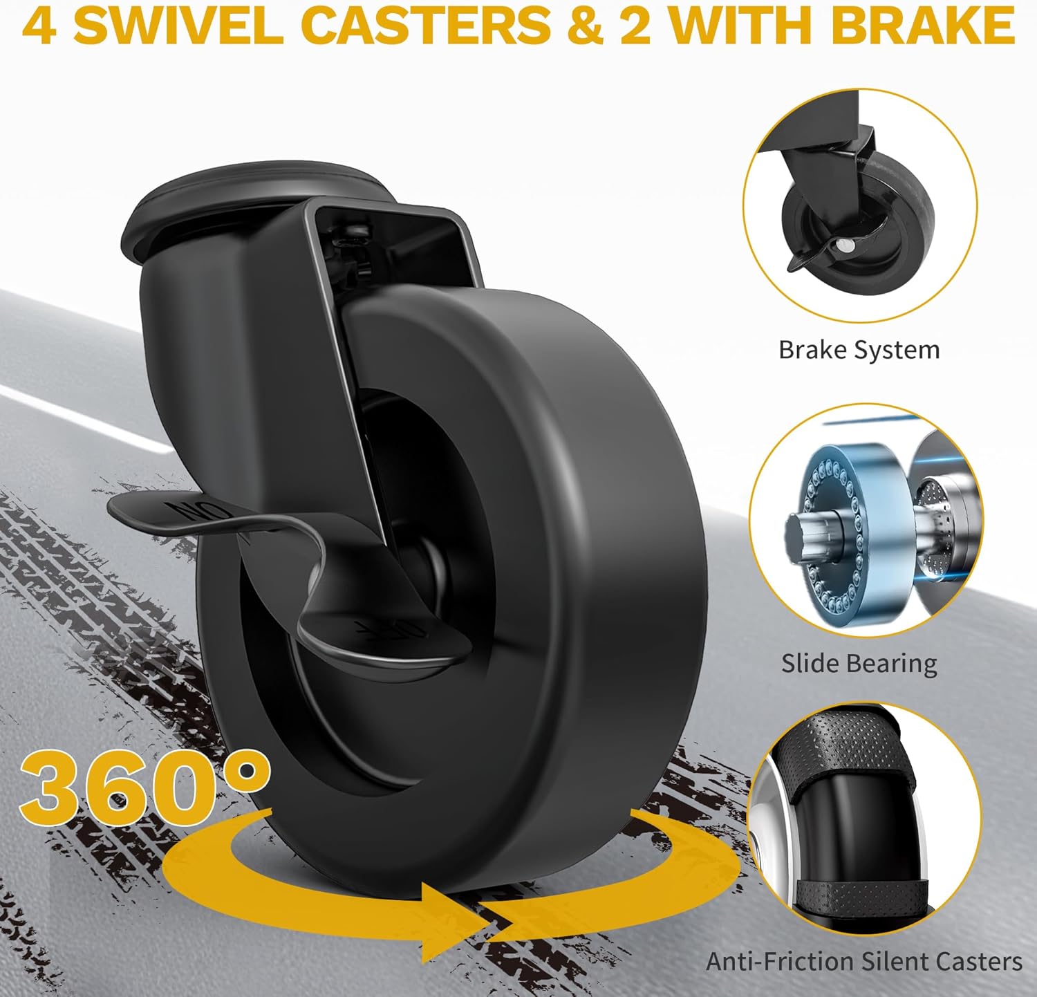 DWVO 3-Tier Folding Utility Cart, Foldable Service Cart Heavy Duty Collapsible Rolling Cart with 360° Swivel Wheels and Brake, 240LBS Load Capacity Portable Utility Cart for Kitchen, Warehouse, Garage