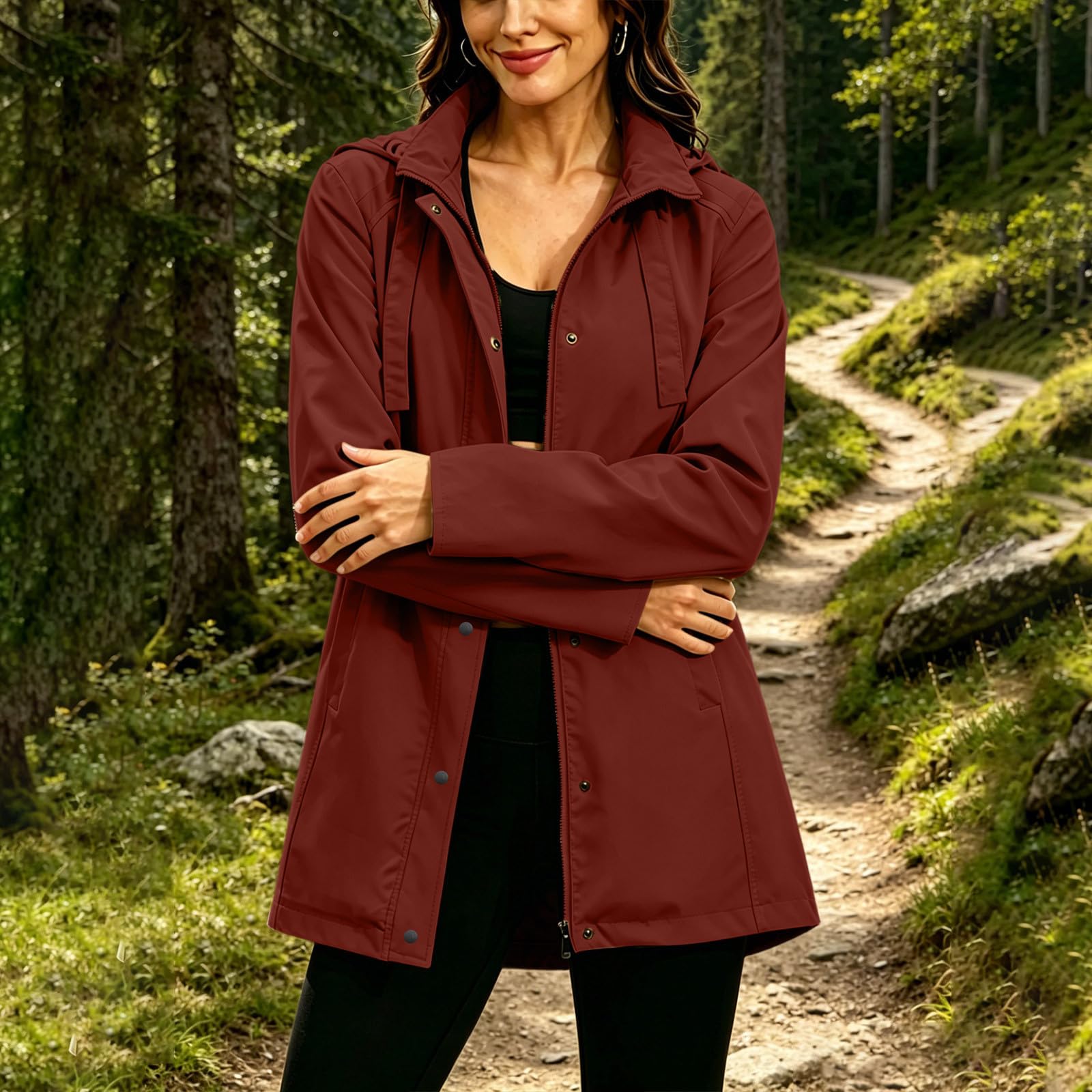 Generisch Regenjacke Damen Wasserdicht Lang Atmungsaktiv Übergangsjacke Frühling Leichte Wanderjacke Sommer Reitjacke Regendicht Freizeit Outdoor Jacke Mit Kapuze Mode Elegant Jacket