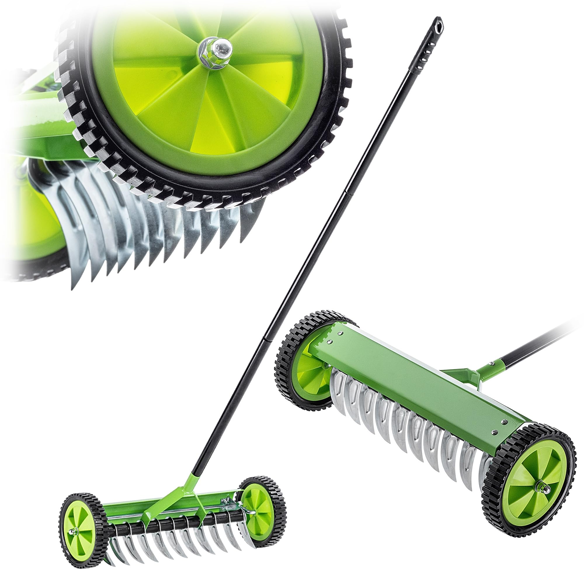 KADAX Scarificatore manuale da prato con ruote rastrello in metallo aeratore coltivatore