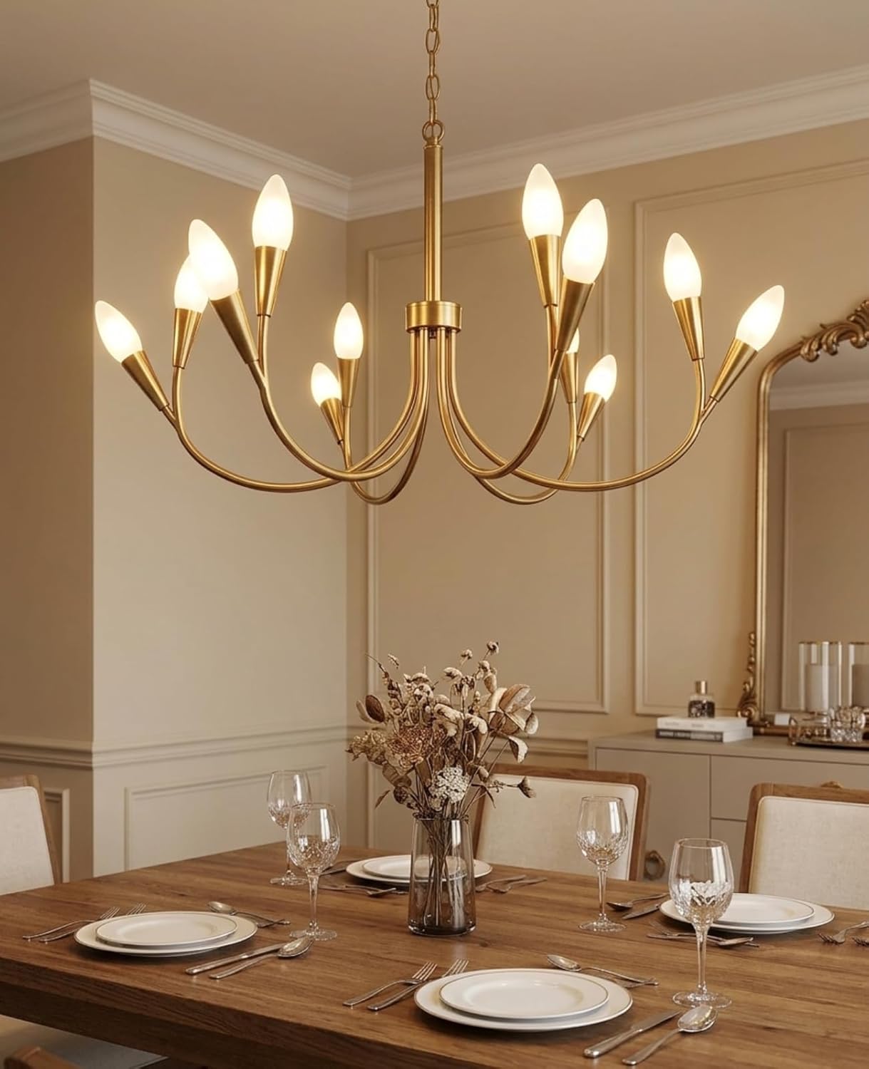 FELCO Dimmable Led Chandelier Light Bulbs, E12 Candelabra Bulb 60 Watt Equivalent, 5.5W Frosted B11 Led Filament Candle Lights for Chandeliers, 500LM Bright, 2700K, 6Pack
