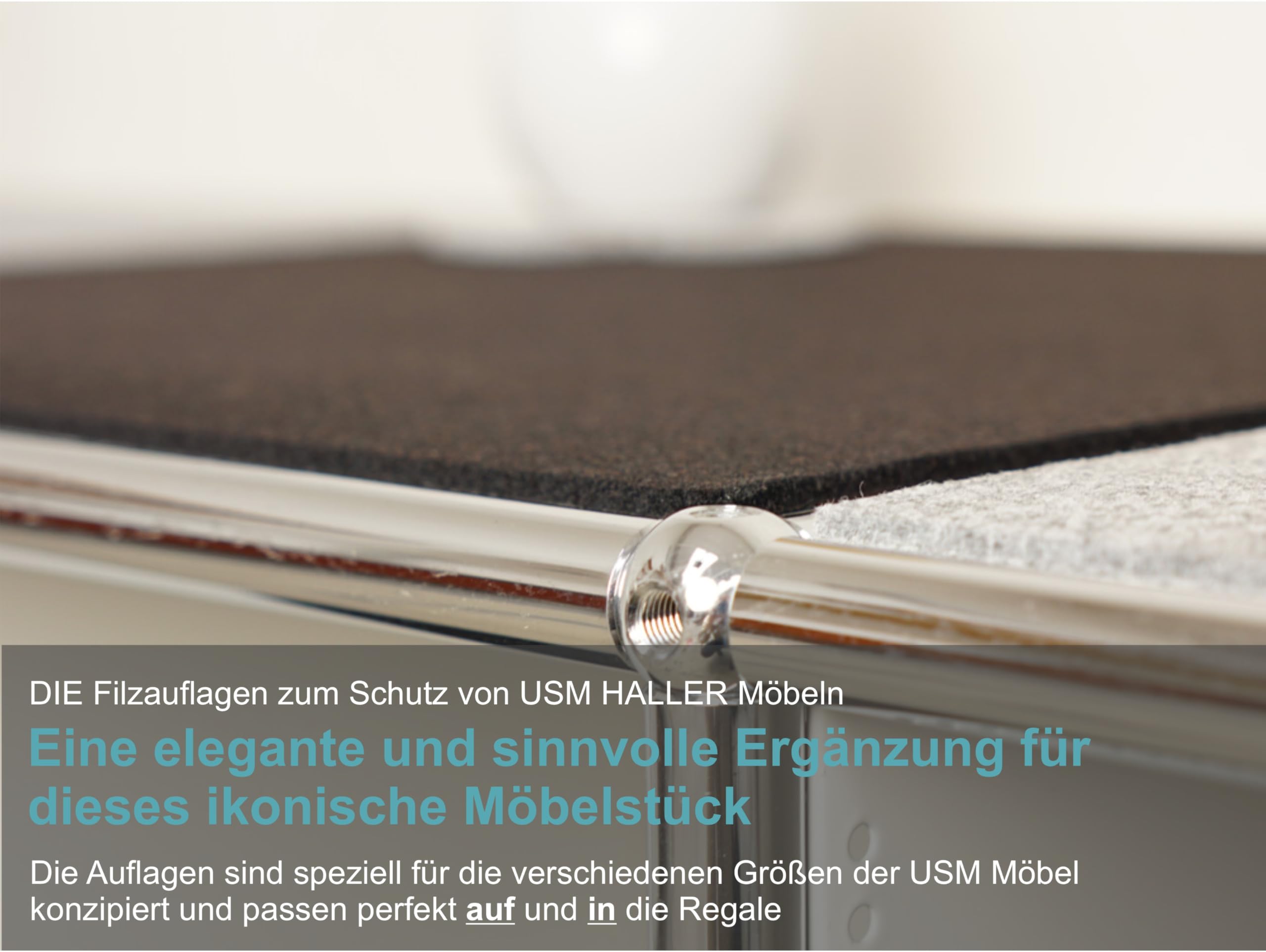 Filzauflage geeignet für Regalsystem Möbel inkl. Antirutschmatte (Black, 73,5 x 33,5 cm)