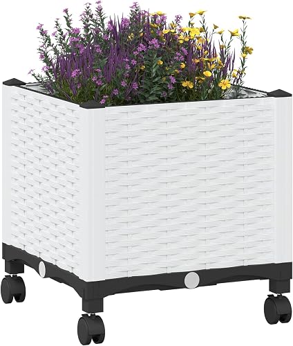 vidaXL Jardinière avec Roues Blanc 40 x 40 x 48 cm PP 