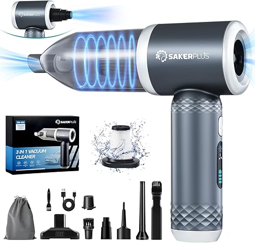 Mini aspiradora, aspiradora de mano inalámbrica 3 en 1, aspiradora de coche de alta potencia de 13000 Pa con motor sin escobillas, aspiradora de