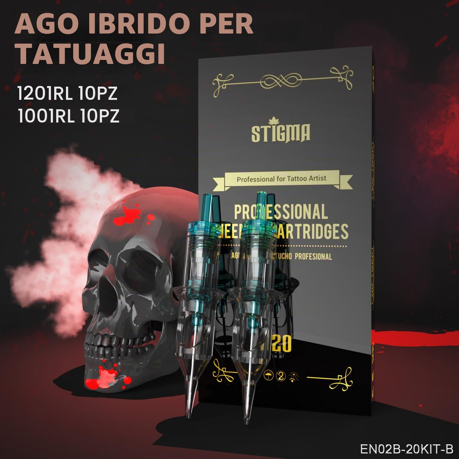 STIGMA Kit Macchina per Tatuaggi Wireless Set Completo per Tatuaggi Rotanti con 20 Cartucce per Tatuaggi e Aghi e Batteria di Alimentazione Wireless per Principianti e Artisti