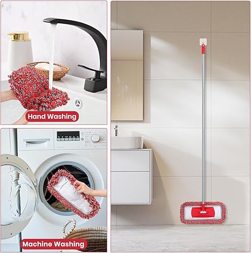 Miniatura 6 de MAVRIZ Trapeadores antipolvo para suelos de madera dura, lavable en húmedo y seco, con mango largo de 58 pulgadas, mopa de microfibra para suelos