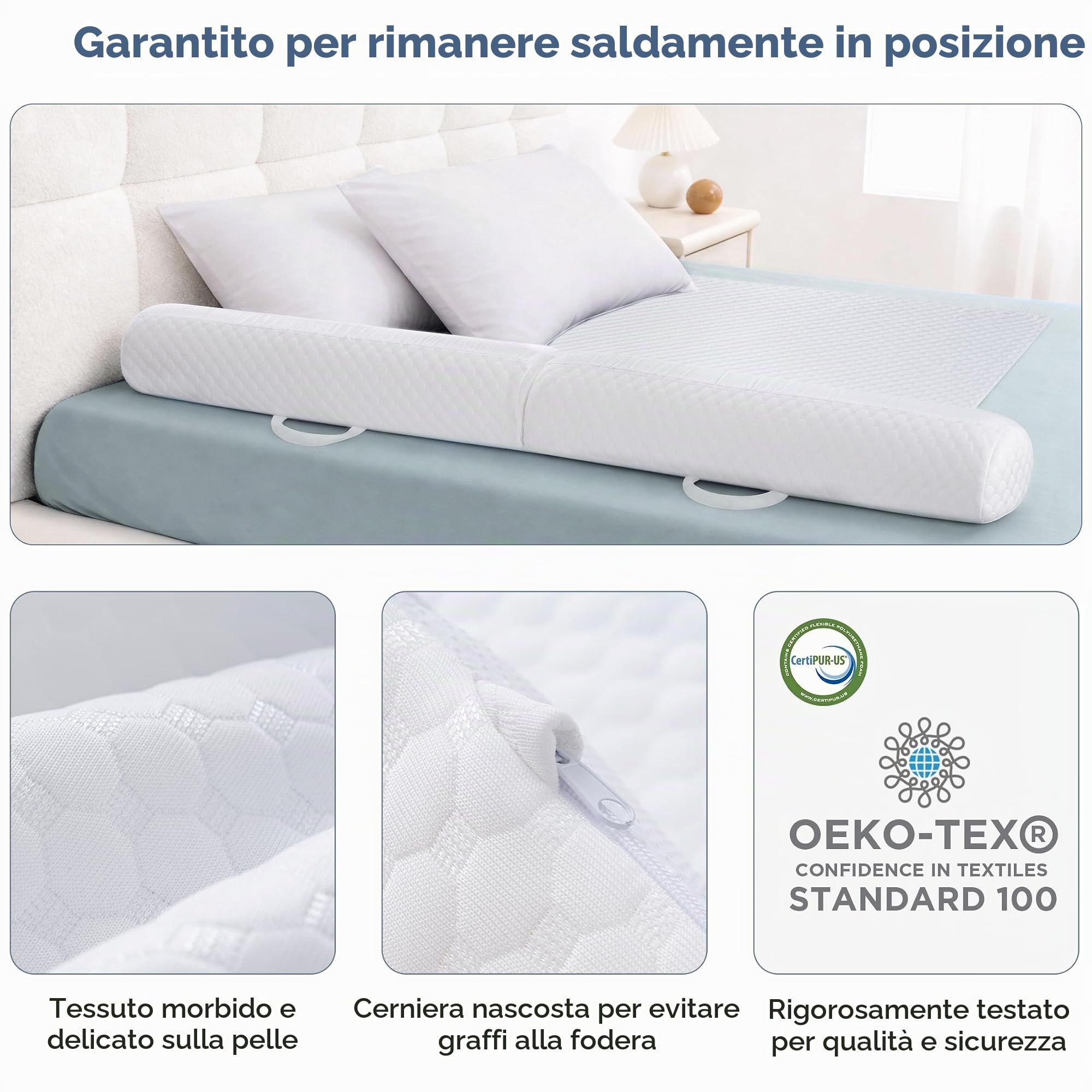 YIHATA Pieghevole Paracolpi Lettino, Portatile Sponda Letto Con Maniglia, Paracolpi Di Sicurezza Per Anziani Con Antiscivolo E Lavabile in Lavatrice,Adatto A Tutti I Letti - 1 Pezzi