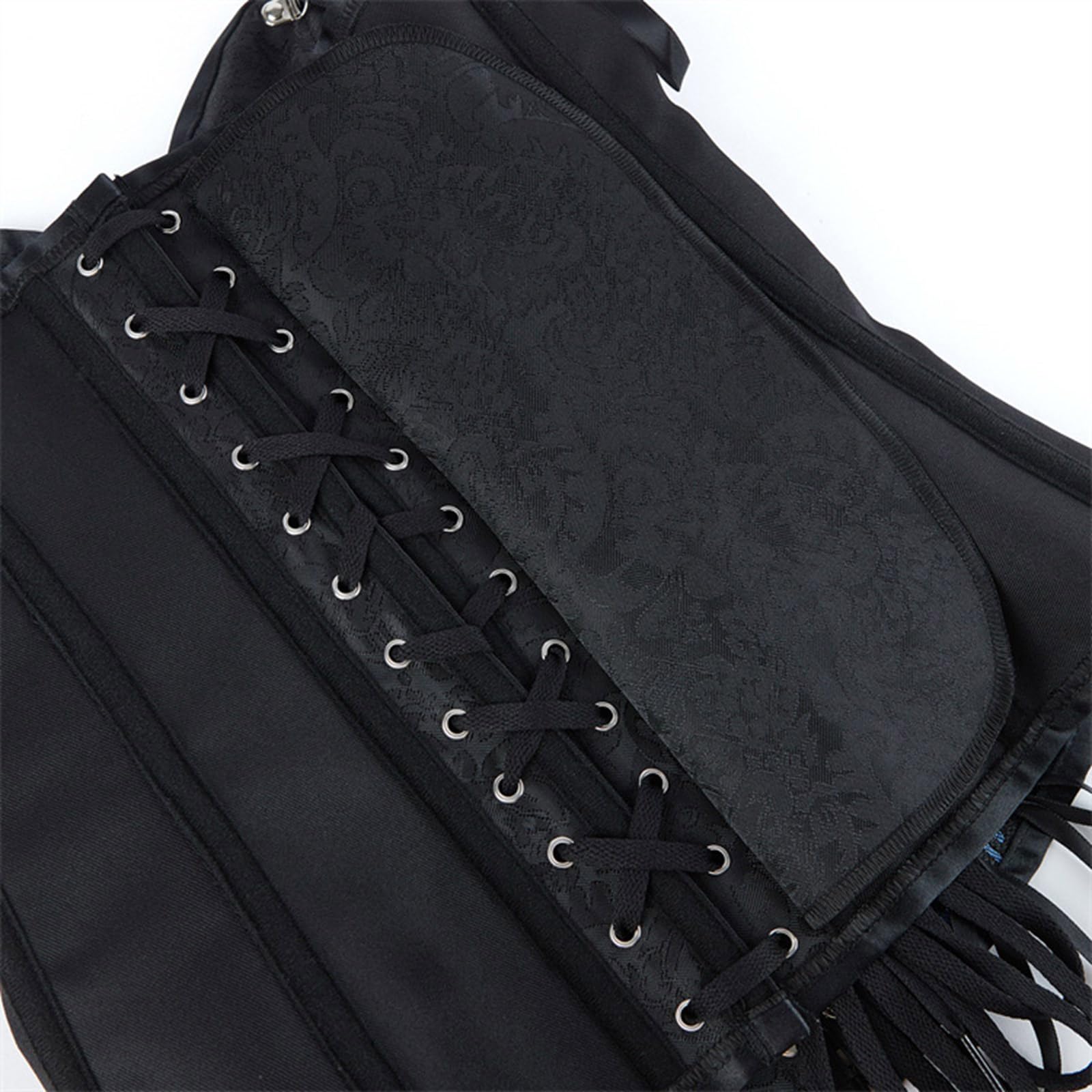 PURPLELILY Corsé floral victoriano moldeador de cintura ajustable estructura deshuesada lencería detalle cadena tela poliéster místico gótico moda desgaste