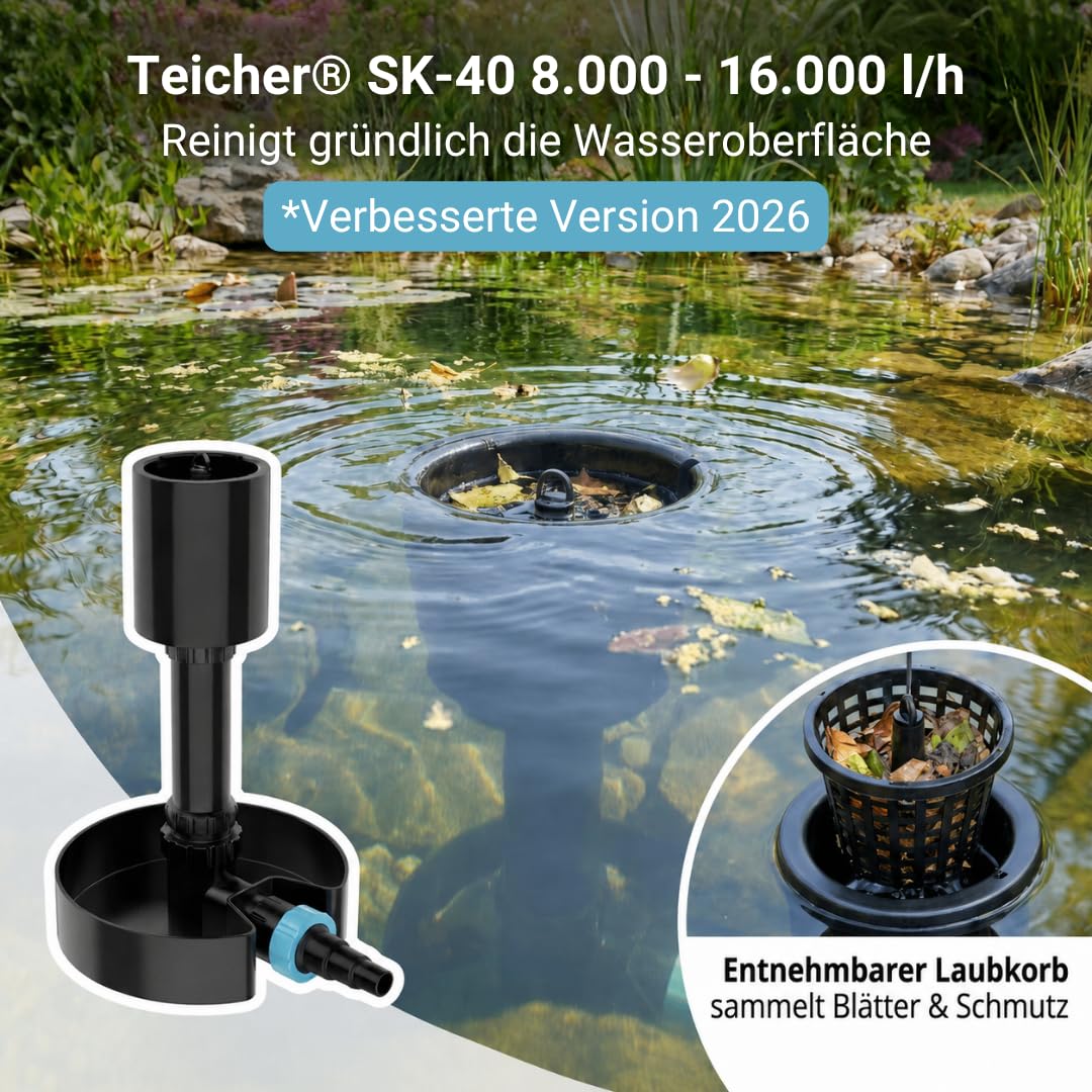 Teicher SK-40 Stand Skimmer Teich Teichskimmer Oberflächenskimmer – saubere Wasseroberfläche | Skimmer Teich