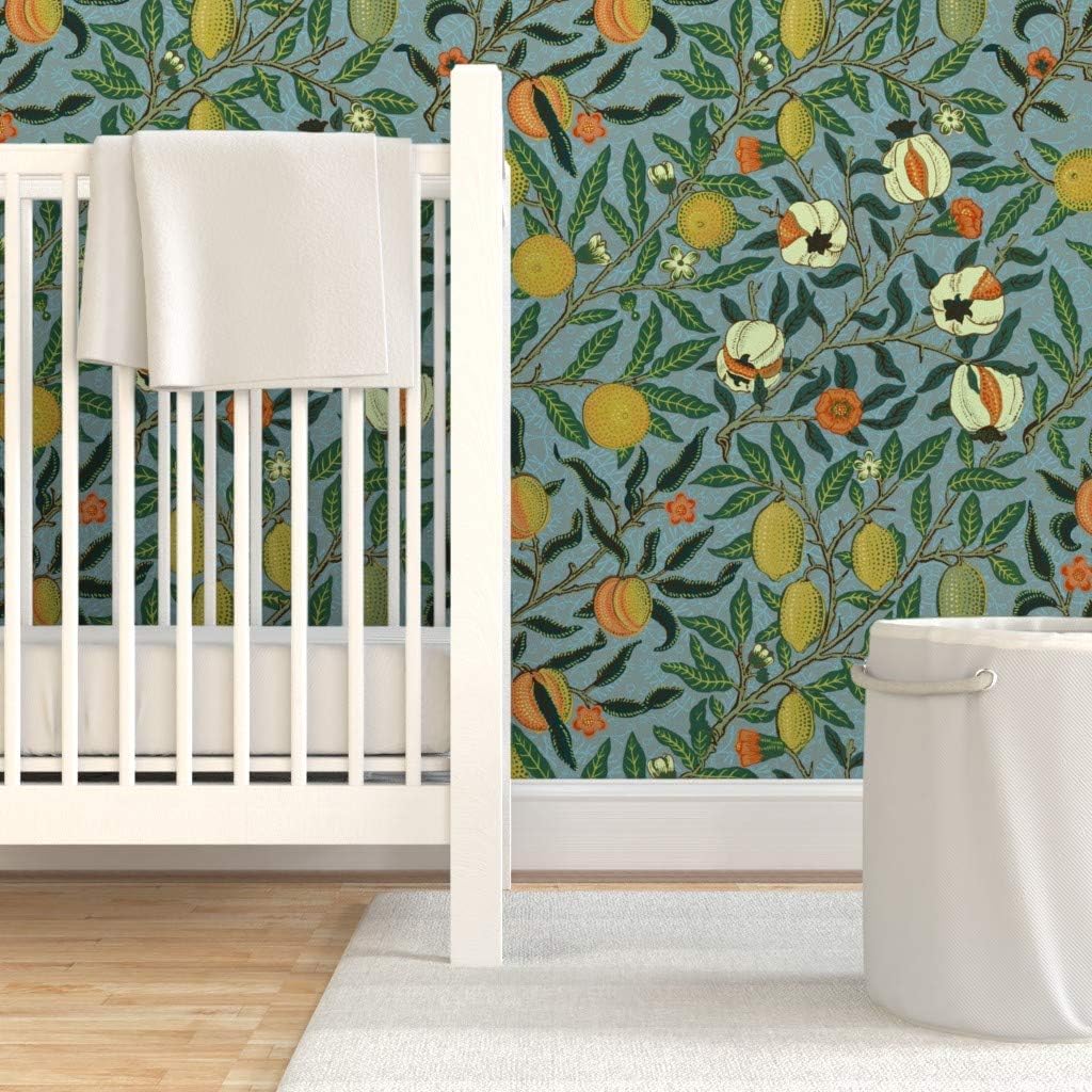 Removable Wallpaper 3ft x 2ft - Victorian Style Citrus Fruit English Garden Antique Vintage Inspired Custom Pre-Pasted Wallpaper by Spoonflower