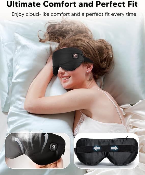 arboleaf Heated Eye Mask, Cordless Rechargeable Warm Eye Compress, Temperature Control, Light Blocking, Washable Cover & Travel, 1000mAh Rechargeable Battery