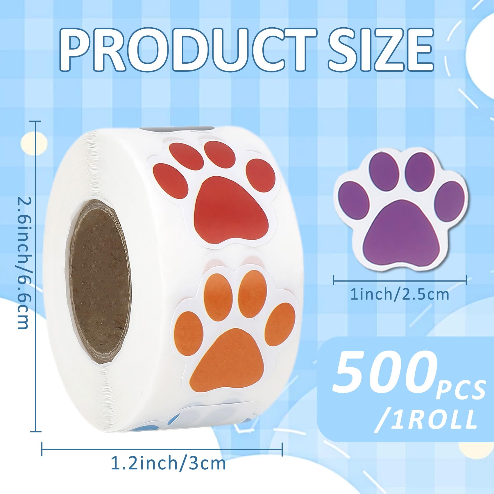 Kolorowe naklejki z motywem łapy psa, 2,5 cm, 500 sztuk, dla dzieci, kreskówkowe naklejki, nagrody, prezenty, koperty, scrapbooking