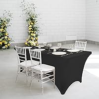 Vista 5 de Utopia Kitchen 6FT Spandex Tablecloth [2 Pack, Black] 200 GSM Stretch, Fitted, Washable and Wrinkle Resistant Table Cloth Rectangle Cover for Trade