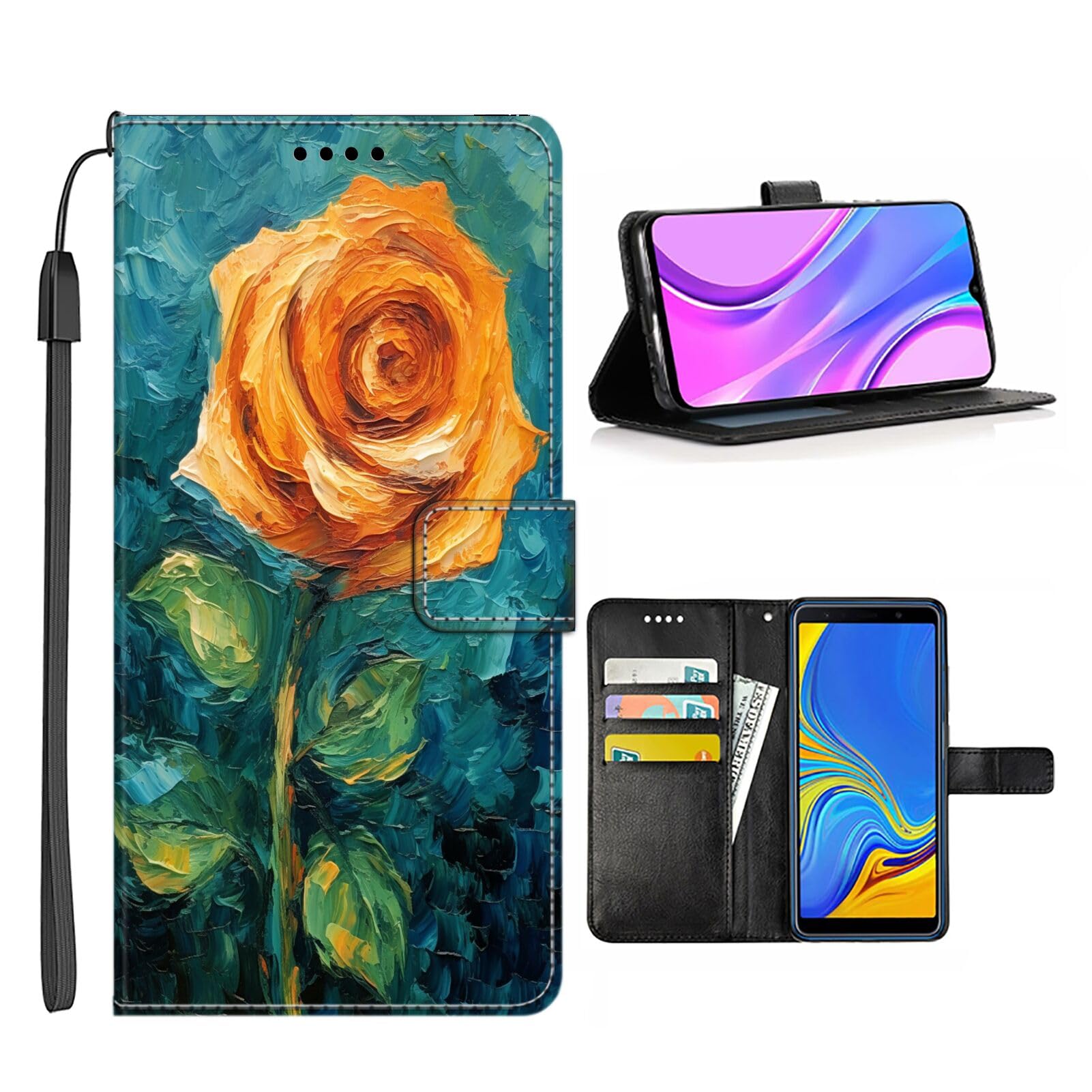 DAFEI Wallet Case for Samsung Galaxy S10+ with Rose Flower-aa1227 Pattern PU Leather Flip Folio ID&Credit Cards Pocket Lanyard