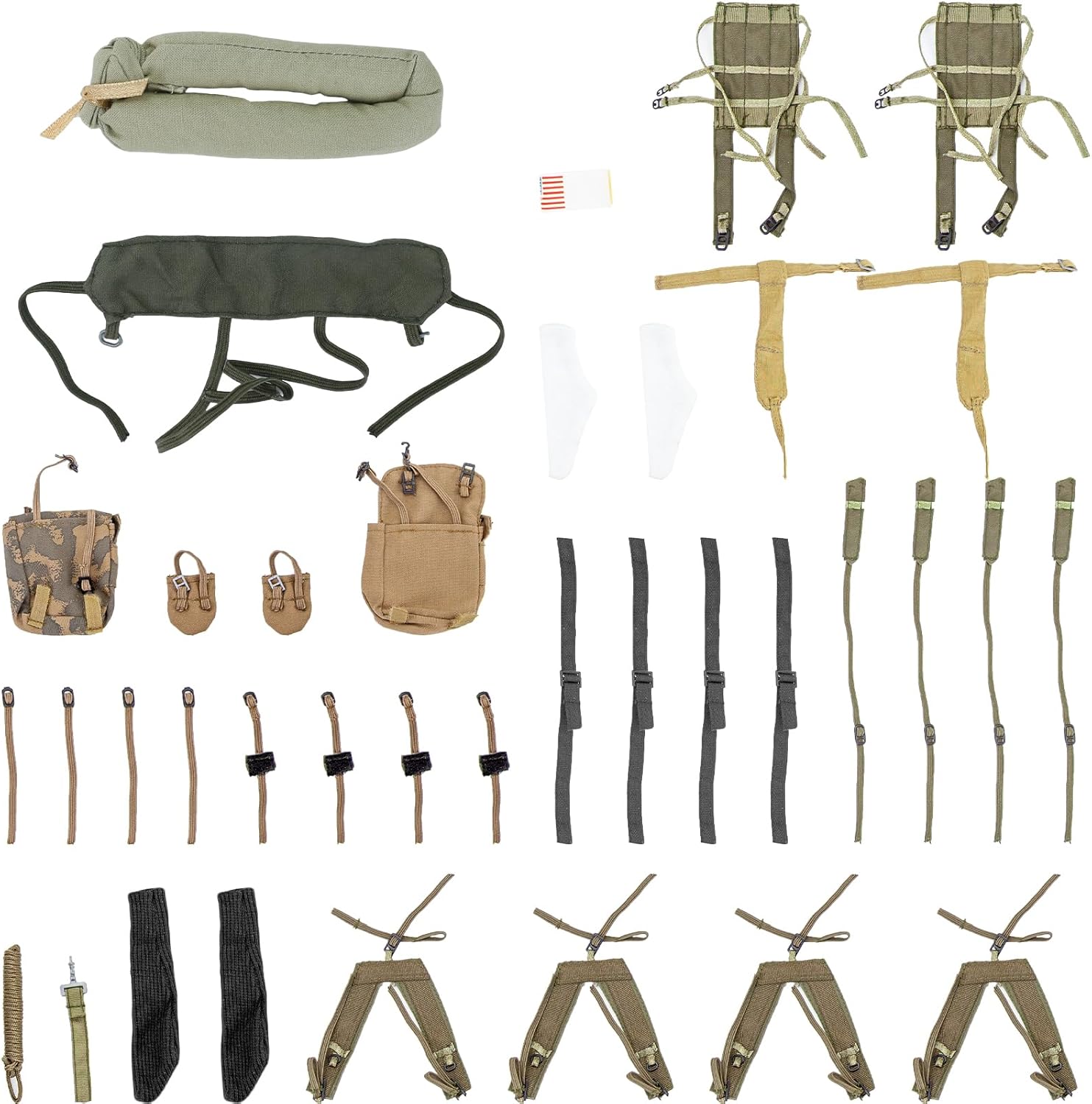 SIXPOINTS 8 Set 1/6 Scale Camo Military Uniforms Suit & Lots Harness Bag Accessories Fit for 12" GI Joe Ultimate Soldier Male Military Action Figure Body